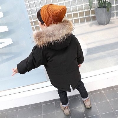 Modern gyerek téli kabát kapucnival és pehellyel három színben