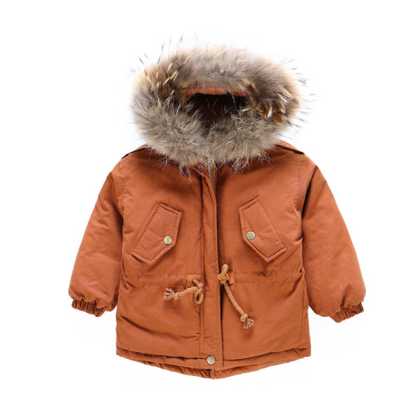 Modern gyerek téli kabát kapucnival és pehellyel három színben