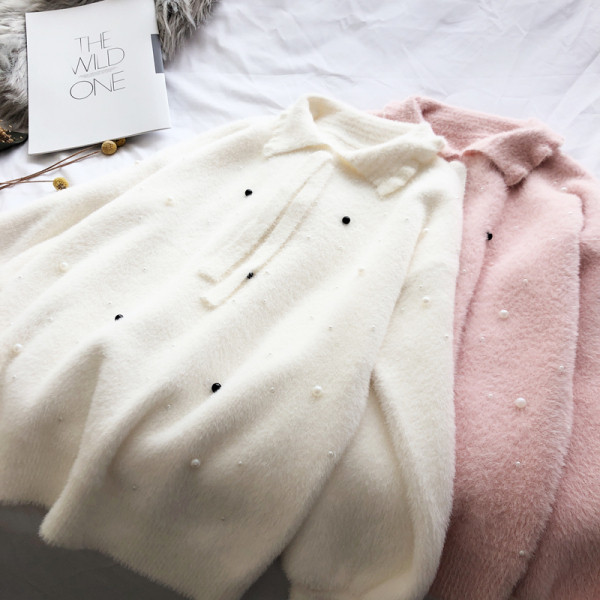 Női téli pulóver klasszikus gallérral több színben