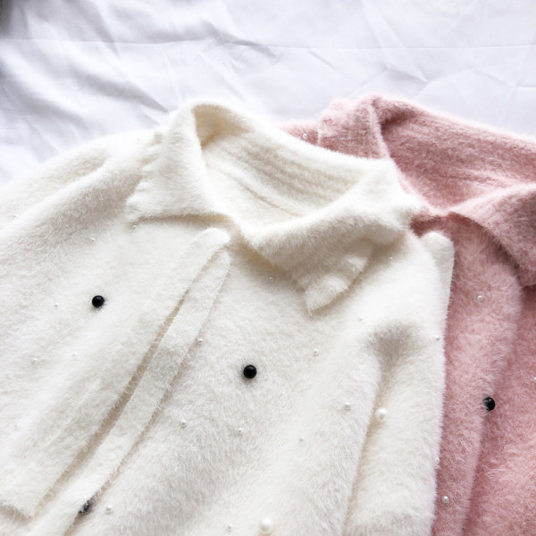 Női téli pulóver klasszikus gallérral több színben