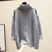 Női téli pulóver széles és hosszú modell három színben