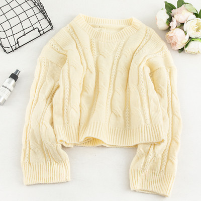 Γυναικείο πουλόβερ ν με ωοειδές λαιμόκοψη και μακρύ μανίκι σε τρία χρώματα