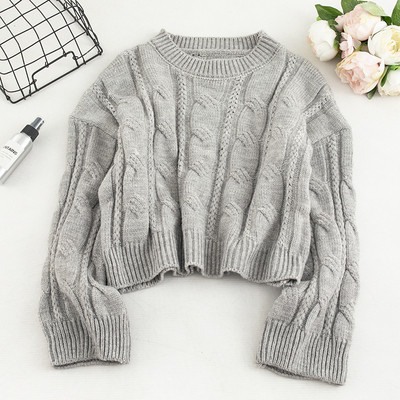 Γυναικείο πουλόβερ ν με ωοειδές λαιμόκοψη και μακρύ μανίκι σε τρία χρώματα