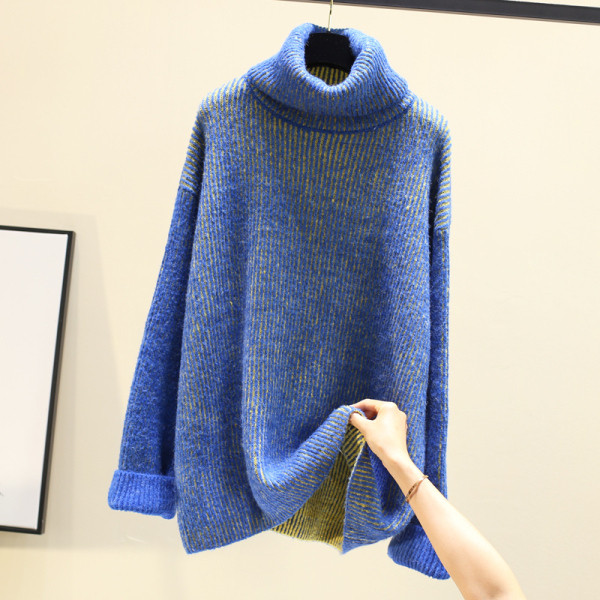 Χειμερινόγυναικείο  πουλόβερ με υψηλό κολάρο σε διάφορα χρώματα