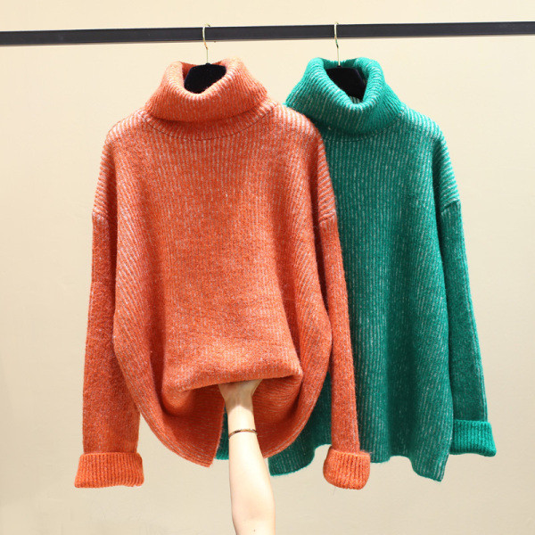 Χειμερινόγυναικείο  πουλόβερ με υψηλό κολάρο σε διάφορα χρώματα