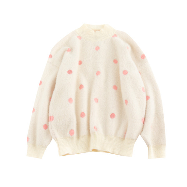 Γυναικείο κομψό πουλόβερ πουά σε δύο χρώματα