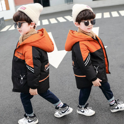 Модерно детско зимно яке за момчета с качулка и джобове  в три цвята