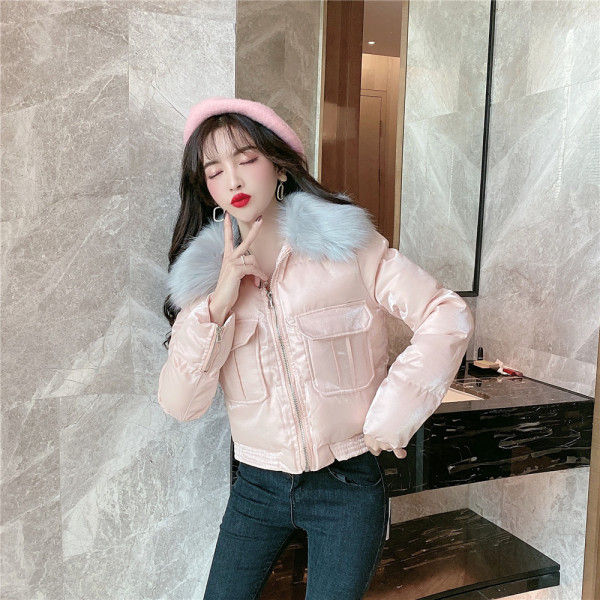 Rövid tavaszi-őszi női bársony kabát pehelyszínnel