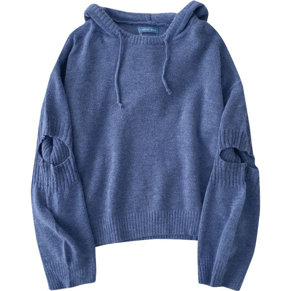 Hétköznapi női pulóver három színben nyakkendővel és kapucnival