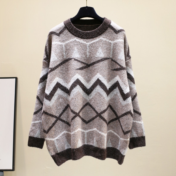 Modern női pulóver kerek nyakkivágással, széles modellel