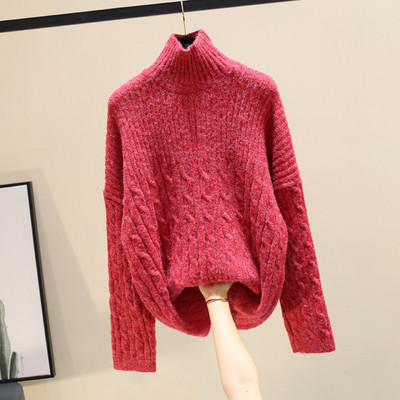 Χειμερινό γυναικείο πουλόβερ με υψηλό κολάρο  σε διάφορα χρώματα