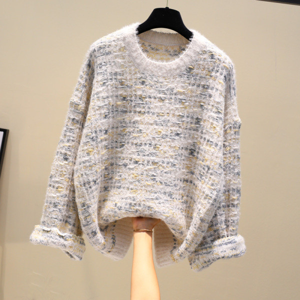 Modern női téli pulóver kerek nyakkivágással