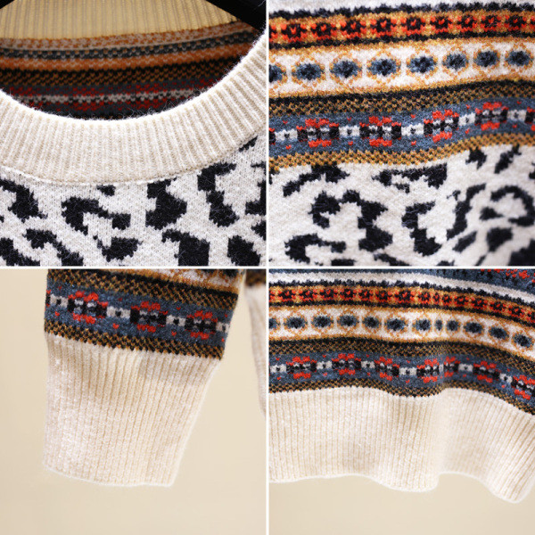 Χειμερινό γυναικείο πουλόβερ με στρογγυλό λαιμόκοψη σε δύο χρώματα