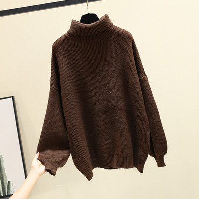 Γυναικείο casual πουλόβερ με υψηλό κολάρο - διάφορα χρώματα