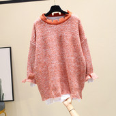 Χειμερινό γυναικείο πουλόβερ  με σκισμένα μοτίβα σε διάφορα χρώματα