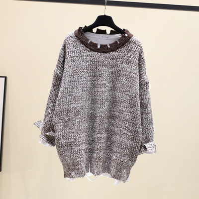 Χειμερινό γυναικείο πουλόβερ  με σκισμένα μοτίβα σε διάφορα χρώματα