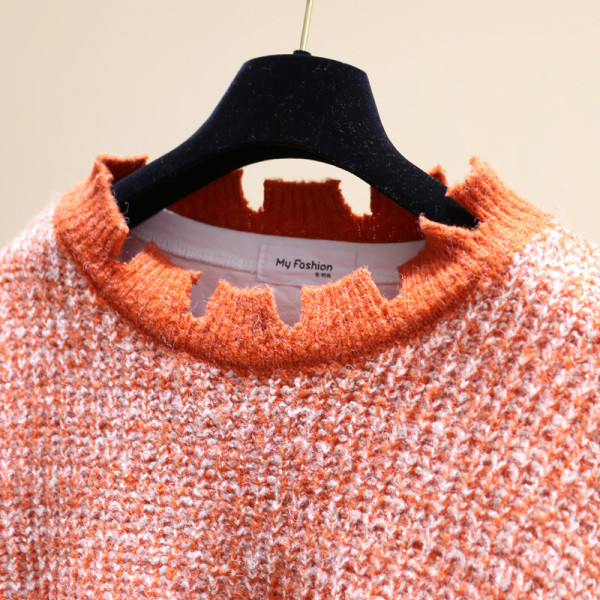 Χειμερινό γυναικείο πουλόβερ  με σκισμένα μοτίβα σε διάφορα χρώματα