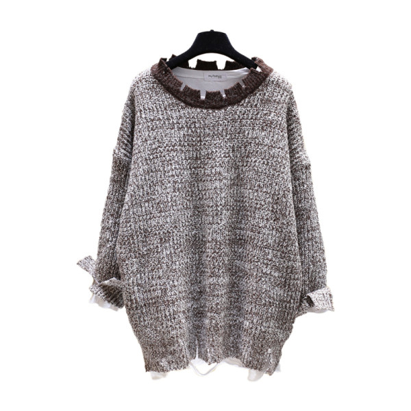 Χειμερινό γυναικείο πουλόβερ  με σκισμένα μοτίβα σε διάφορα χρώματα