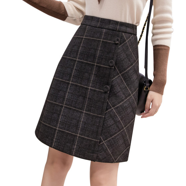 Kockás női szoknya magas derékkal, gombokkal két színben