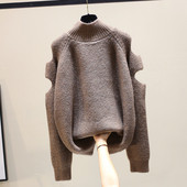 Μοντέρνο γυναικείο πουλόβερ με σκισμένα μοτίβα