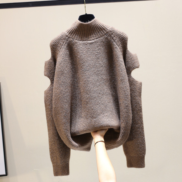 Μοντέρνο γυναικείο πουλόβερ με σκισμένα μοτίβα