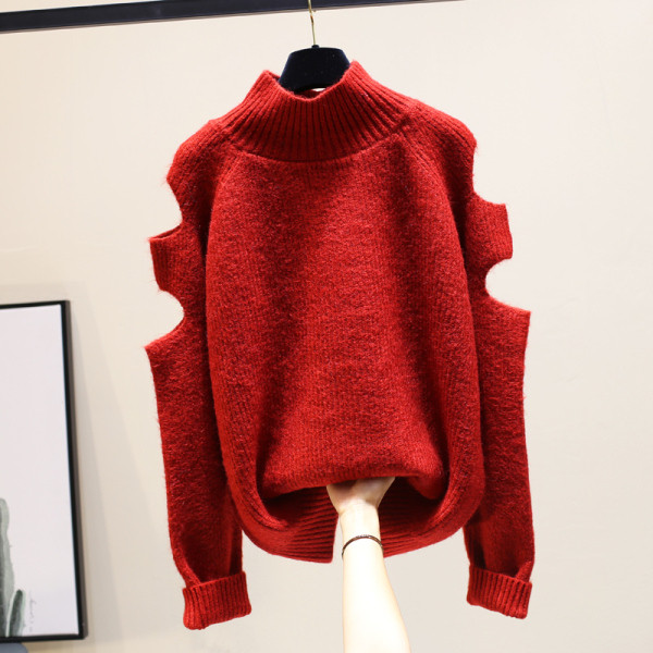 Μοντέρνο γυναικείο πουλόβερ με σκισμένα μοτίβα