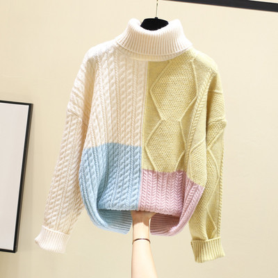 Női téli pulóver magas pólógallérral