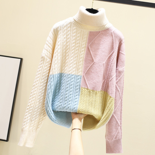 Női téli pulóver magas pólógallérral