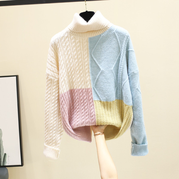 Női téli pulóver magas pólógallérral