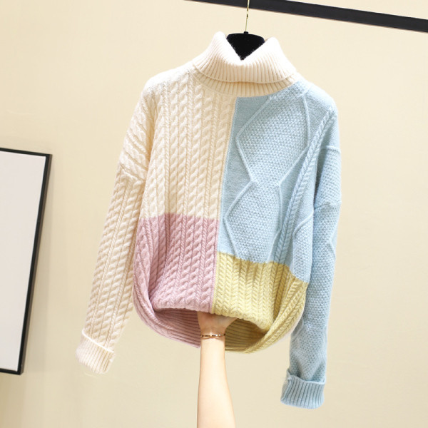 Női téli pulóver magas pólógallérral