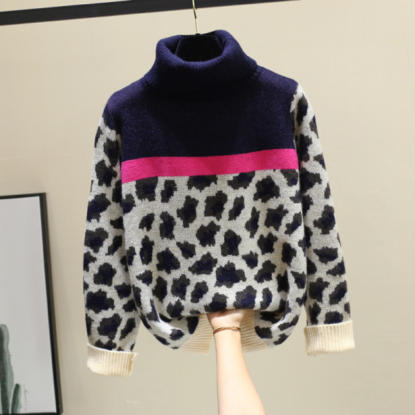 Γυναικείο κομψό πουλόβερ με ψηλό κολάρο 