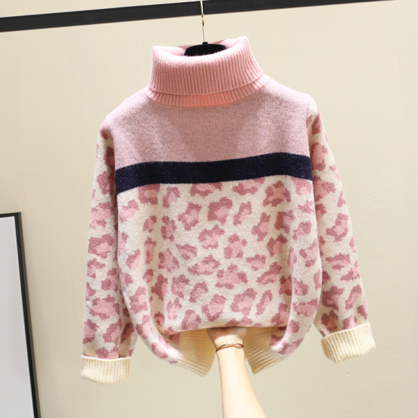 Γυναικείο κομψό πουλόβερ με ψηλό κολάρο 