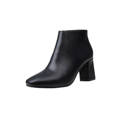 Casual γυναικείες μπότες με φερμουάρ και παχιά τακούνια σε μπεζ, μαύρο και καφέ χρώμα