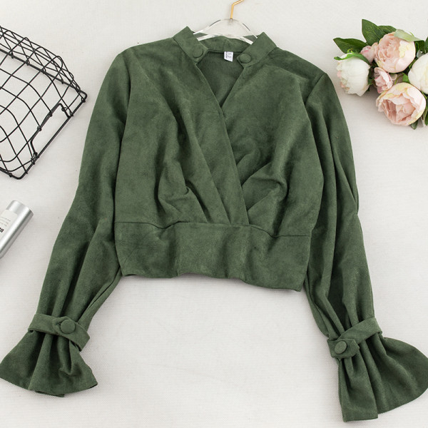 Aktuális női blúz öt színben, V-nyakkal