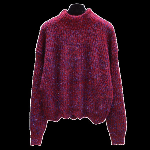 Χειμερινό πουλόβερ γυναικείο με στρογγυλό λαιμόκοψη - δύο χρωμάτων