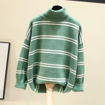 Γυναικεία ριγέ μπλούζα με υψηλό κολάρο σε διάφορα χρώματα