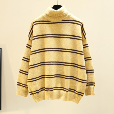 Γυναικεία ριγέ μπλούζα με υψηλό κολάρο σε διάφορα χρώματα