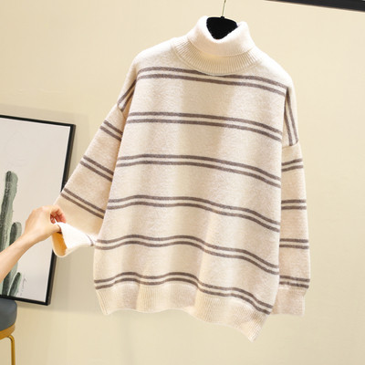 Γυναικεία ριγέ μπλούζα με υψηλό κολάρο σε διάφορα χρώματα