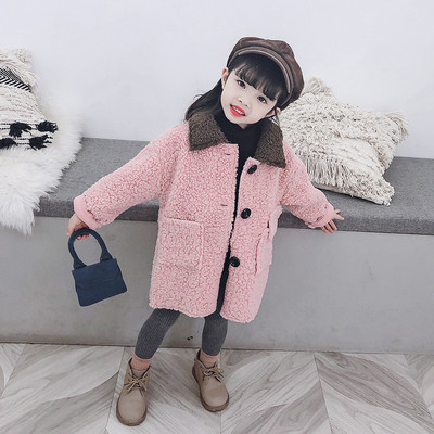 Μοντέρνο παιδικό παλτό με τσέπες και κουμπιάσε δύο χρώματα