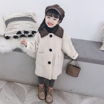 Μοντέρνο παιδικό παλτό με τσέπες και κουμπιάσε δύο χρώματα