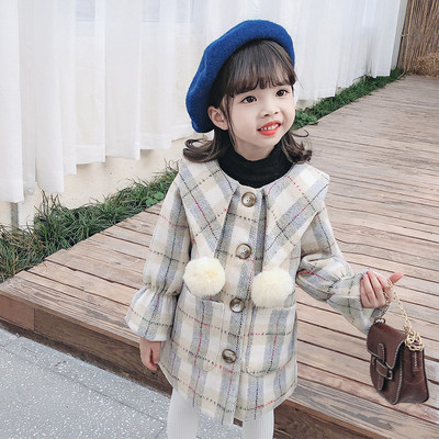 Παιδικό παλτό για κορίτσια σε δύο χρώματα με κορδέλα και κουμπιά