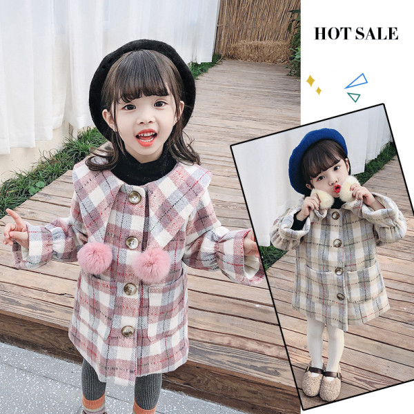 Παιδικό παλτό για κορίτσια σε δύο χρώματα με κορδέλα και κουμπιά