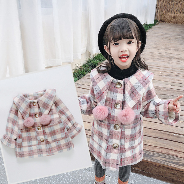 Παιδικό παλτό για κορίτσια σε δύο χρώματα με κορδέλα και κουμπιά