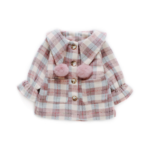 Παιδικό παλτό για κορίτσια σε δύο χρώματα με κορδέλα και κουμπιά