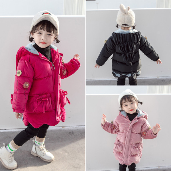 Μοντέρνο παιδικό μπουφάν με τρισδιάστατα στοιχεία για κορίτσια