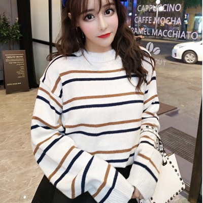 Női alkalmi csíkos pulóver két színben