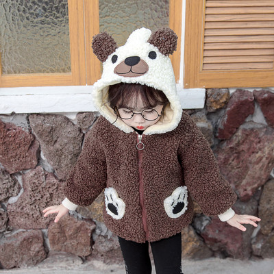 Casual  παιδικό μπουφάν για κορίτσια σε τρία χρώματα με τρισδιάστατα στοιχεία και κουκούλα