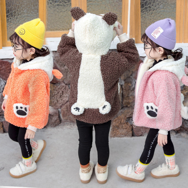 Casual  παιδικό μπουφάν για κορίτσια σε τρία χρώματα με τρισδιάστατα στοιχεία και κουκούλα