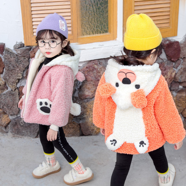 Casual  παιδικό μπουφάν για κορίτσια σε τρία χρώματα με τρισδιάστατα στοιχεία και κουκούλα