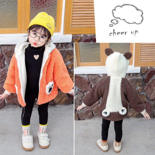 Casual  παιδικό μπουφάν για κορίτσια σε τρία χρώματα με τρισδιάστατα στοιχεία και κουκούλα